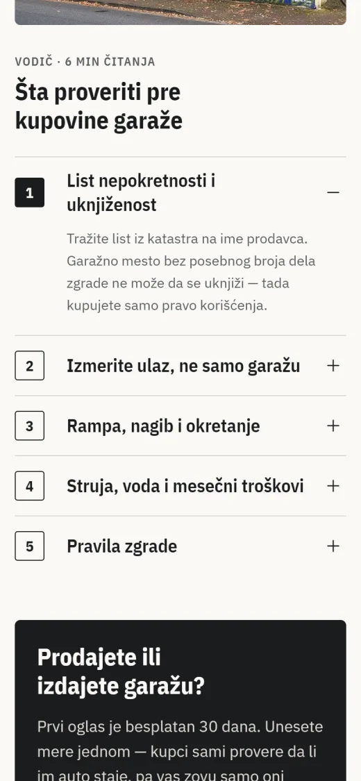 Garažnik na telefonu, ekran 3