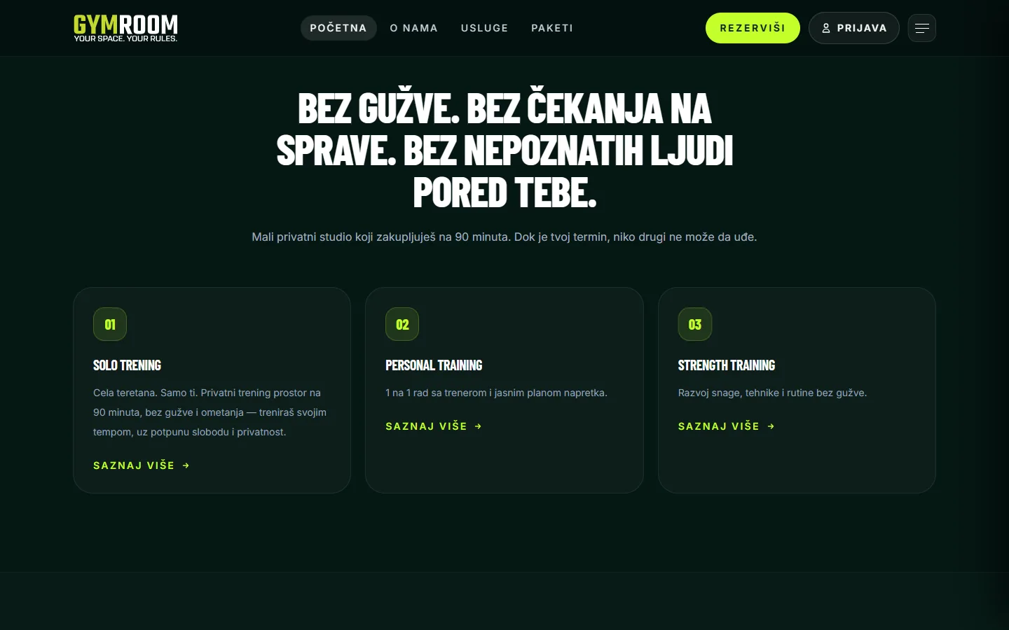 Programi objašnjeni bez poziva — GymRoom Studio
