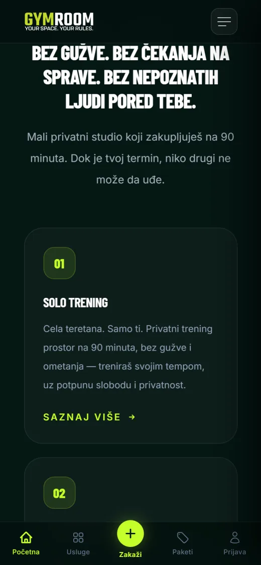 GymRoom Studio na telefonu, ekran 2